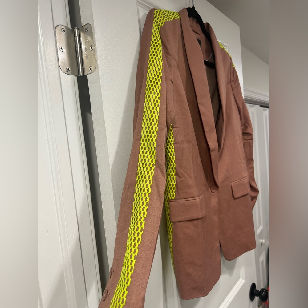 Nwt Wildfang The Empower Colorblock Tux Blazer Rose Brown Neon Size Medium — image 4 of 7